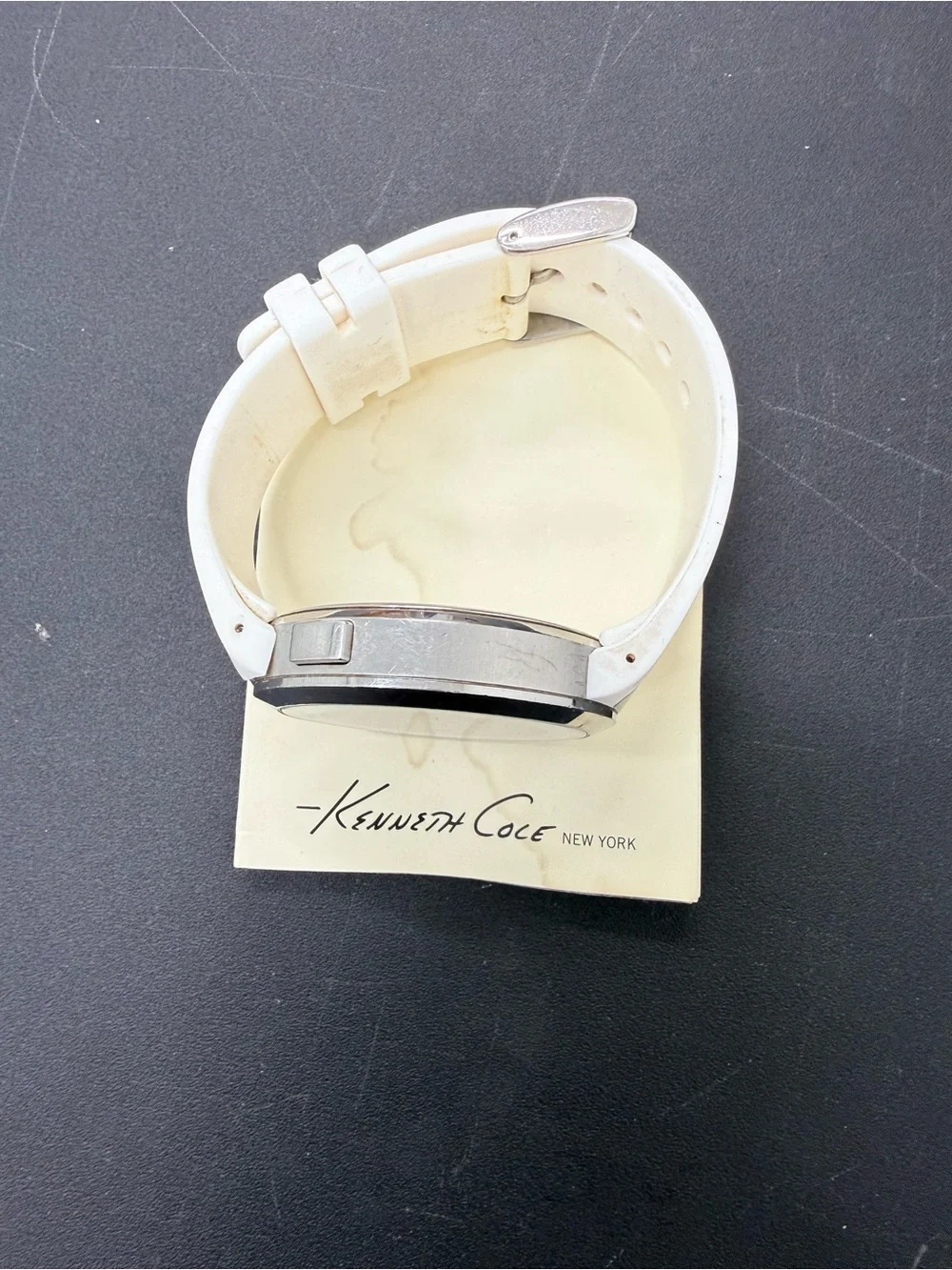 Kenneth Cole White Digital Round Sport Watch with Silver Bezel